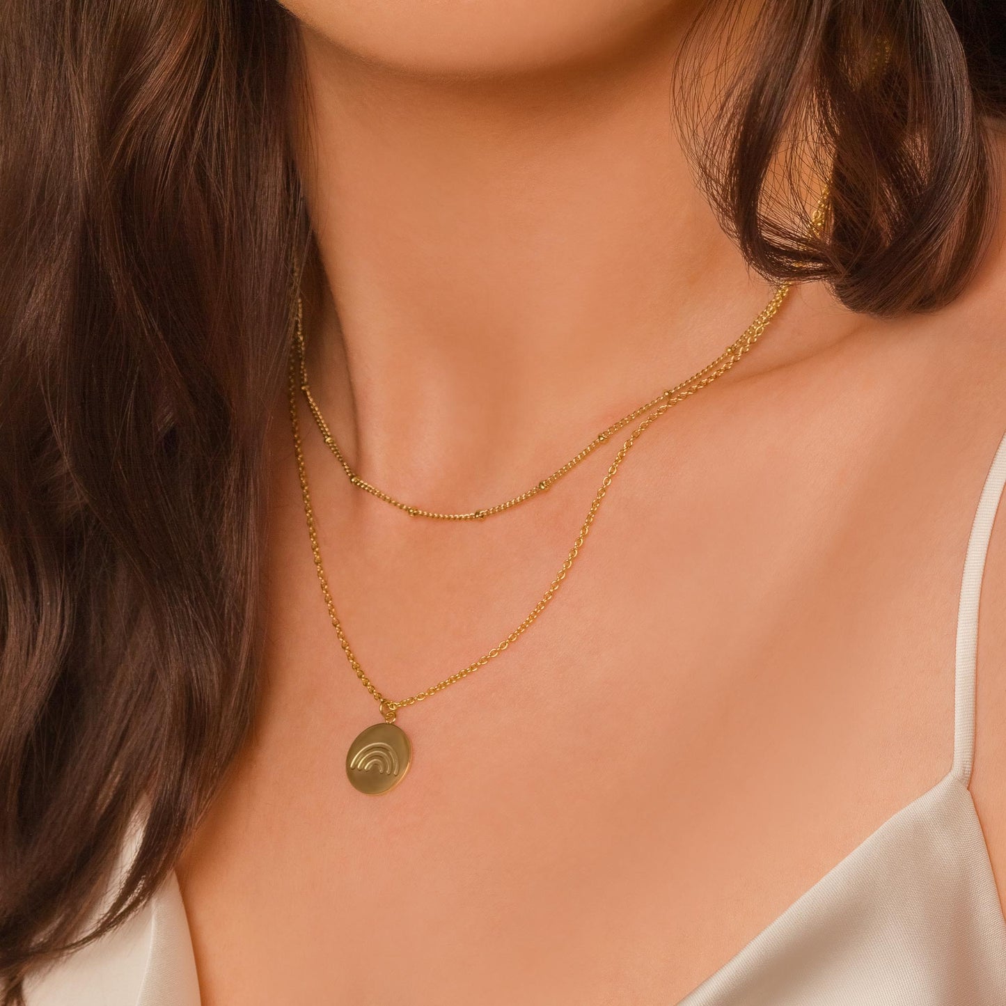 Layered Rainbow Charm Necklace