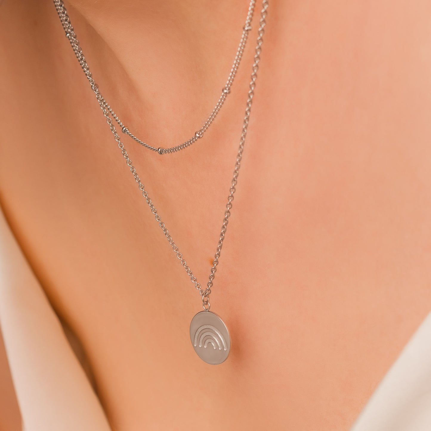 Layered Rainbow Charm Necklace