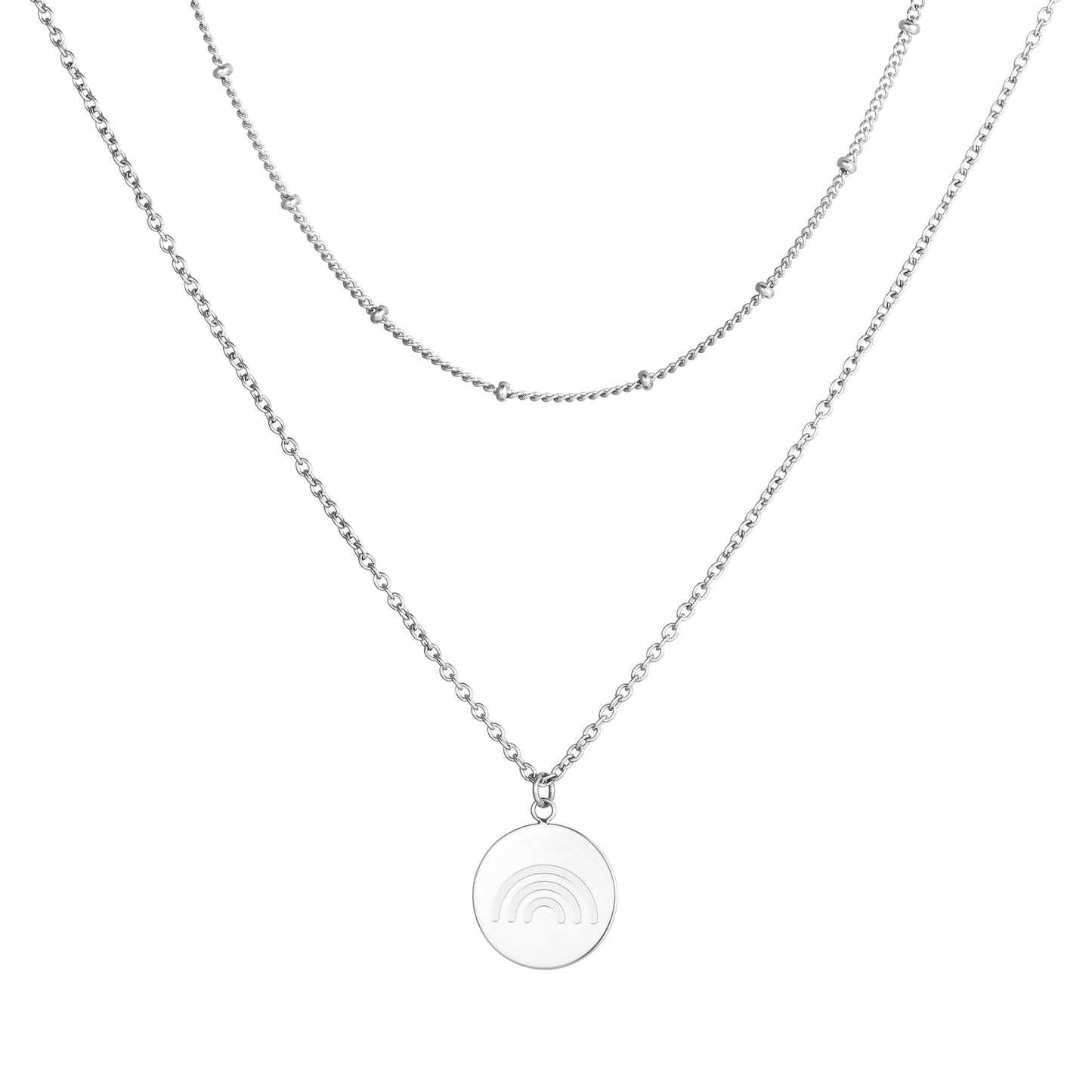 Layered Rainbow Charm Necklace