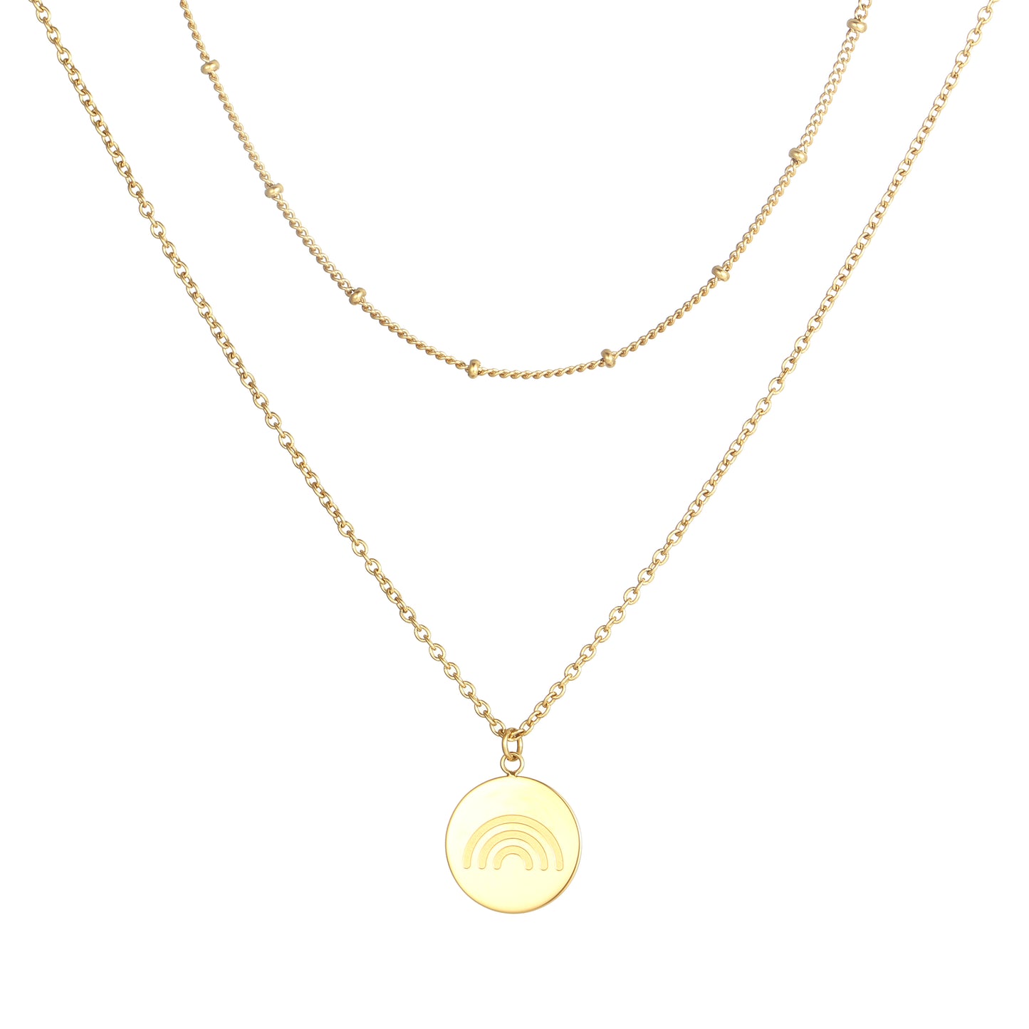 Layered Rainbow Charm Necklace