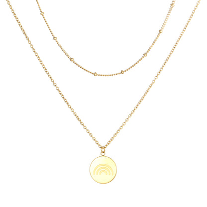 Layered Rainbow Charm Necklace