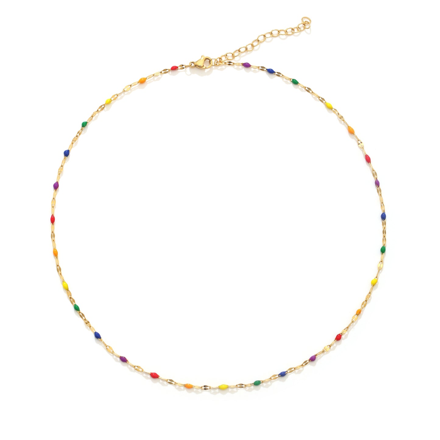 LGBTQ necklace, rainbow necklace white background, pride necklace
