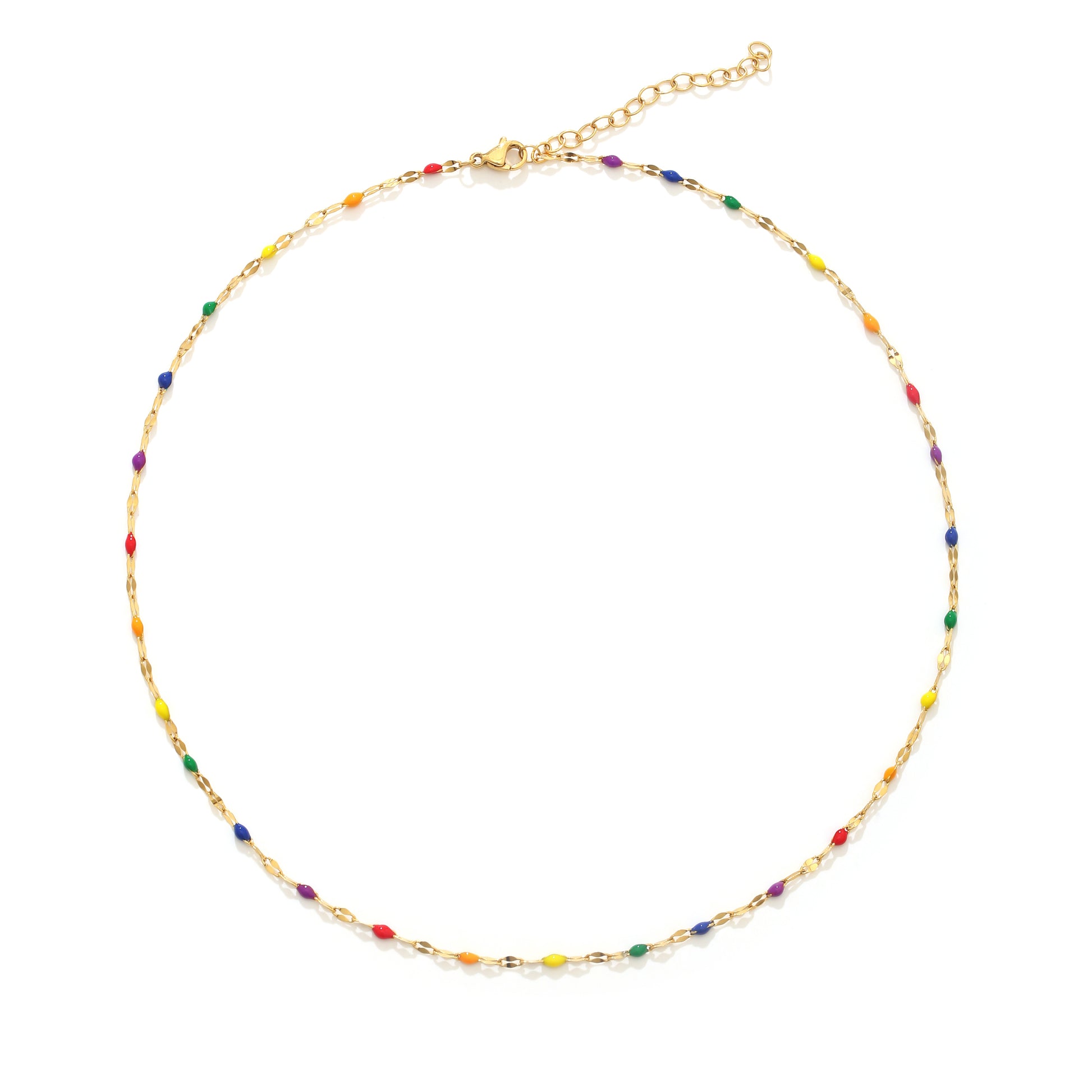 LGBTQ necklace, rainbow necklace white background, pride necklace