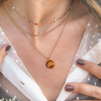 Layered Rainbow Charm Necklace