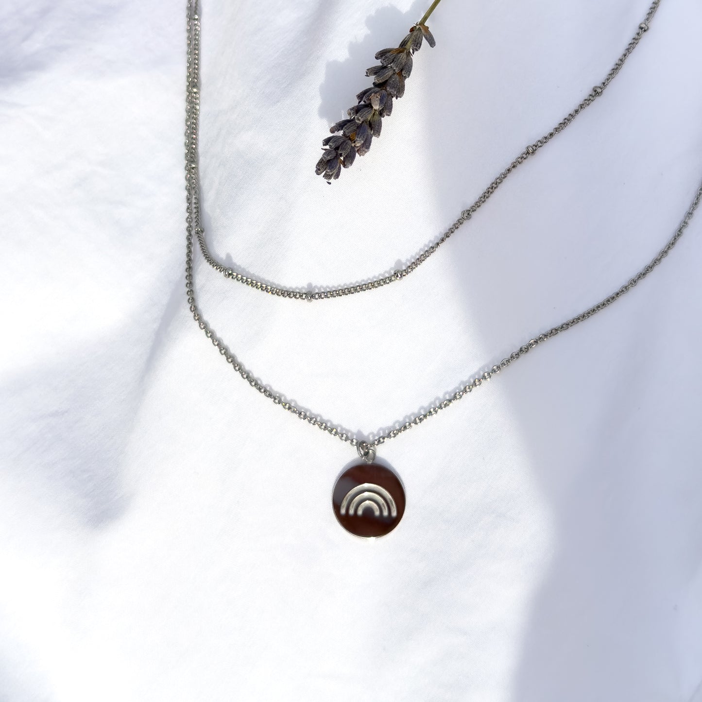 Layered Rainbow Charm Necklace