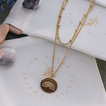 Layered Rainbow Charm Necklace