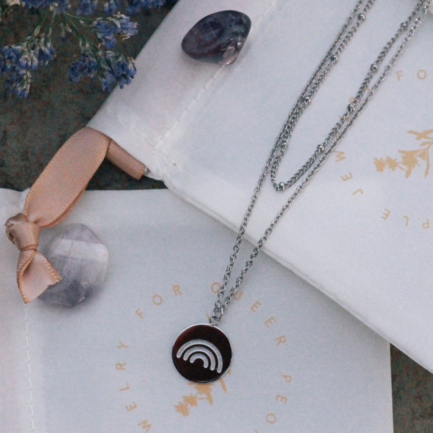 Layered Rainbow Charm Necklace