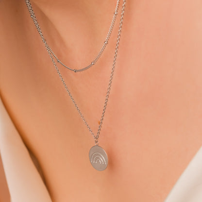 Layered Rainbow Charm Necklace